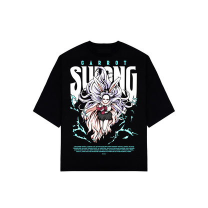 HUGGTALK - Black Unisex Oversized Tees #L2M7V